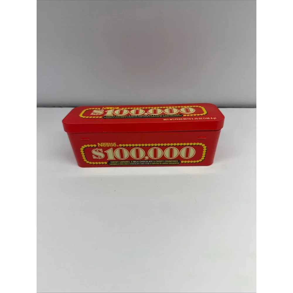 Vintage Nestle 100 Grand Bar Candy Tin Red Gold $100,000 Collectible Storage Box